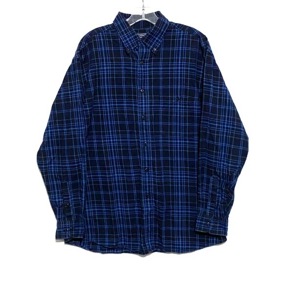 Roundtree & Yorke Other - Roundtree & Yorke Outdoors Flannel Blue Plaid Button LS Shirt Mens L Classic Y2K